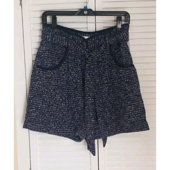 NWT $228 JOIE ALMA MIDNIGHT NAVY MULTI BELTEDTWEED SHORTS SZ 10 - Picture 2 of 10